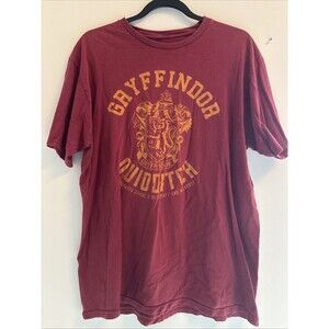 Harry Potter Shirt Mens XL Gryffindor Quidditch Crew Neck Short Sleeve Burgundy